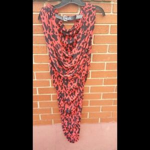 Sale ! Michael kors rouched midi red & black dress