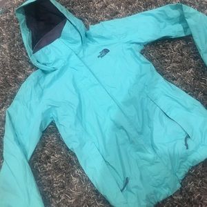 Turquoise north face rain jacket