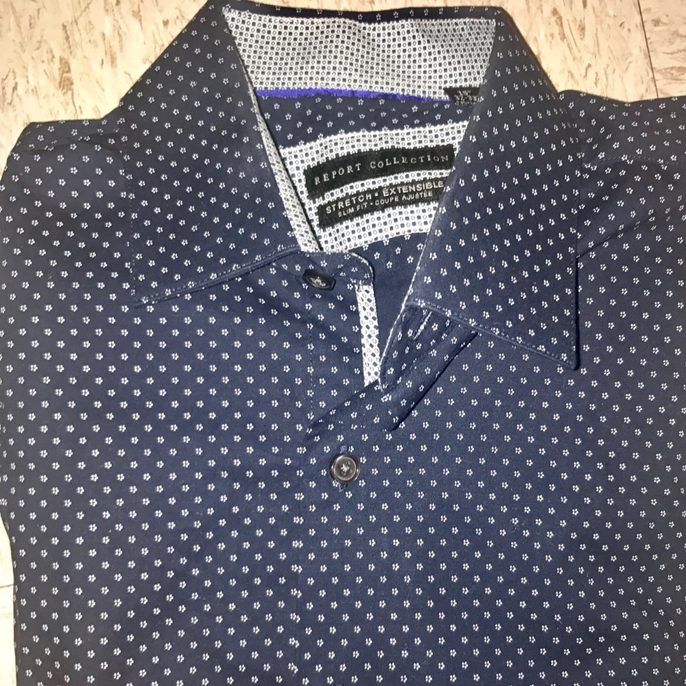 Navy blue patterned button down