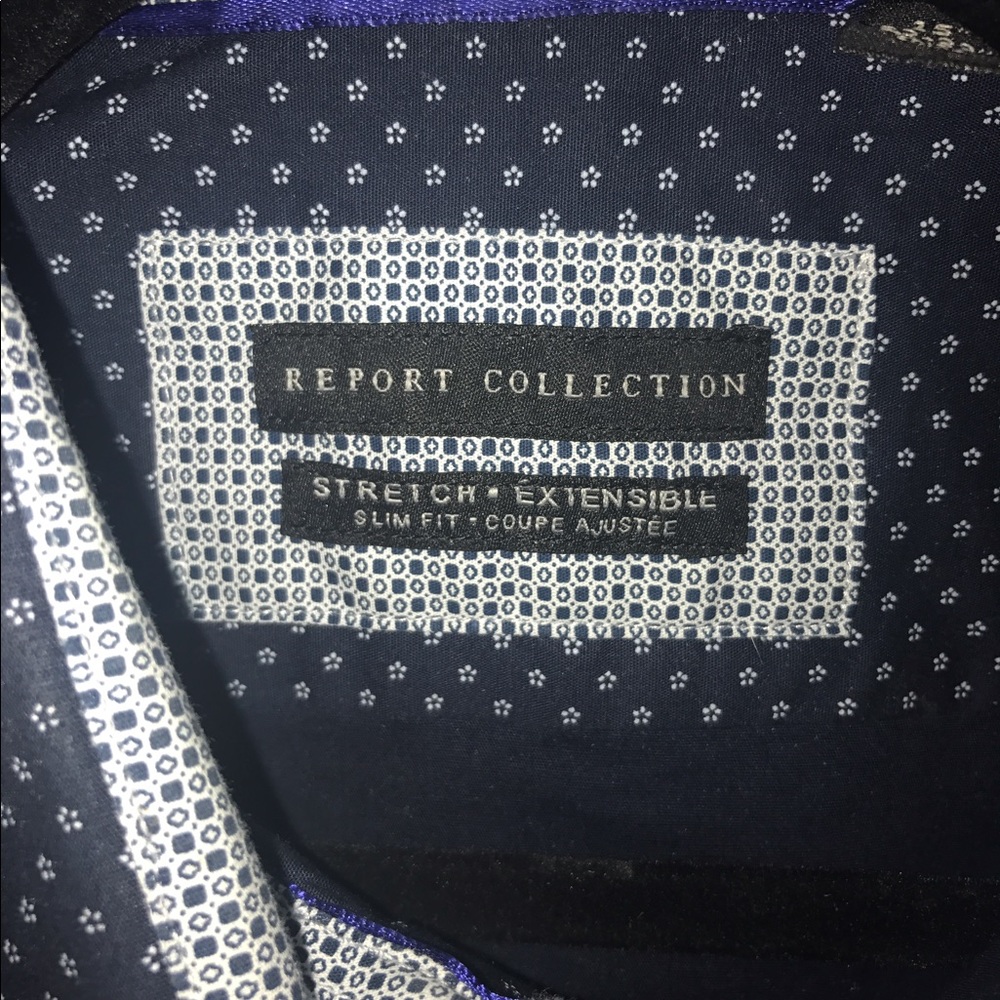 Navy blue patterned button down - Picture 4 of 4