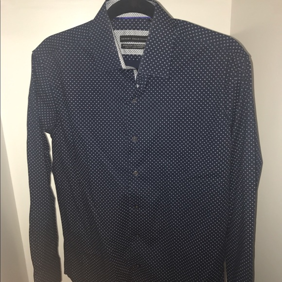 Navy blue patterned button down - Picture 2 of 4