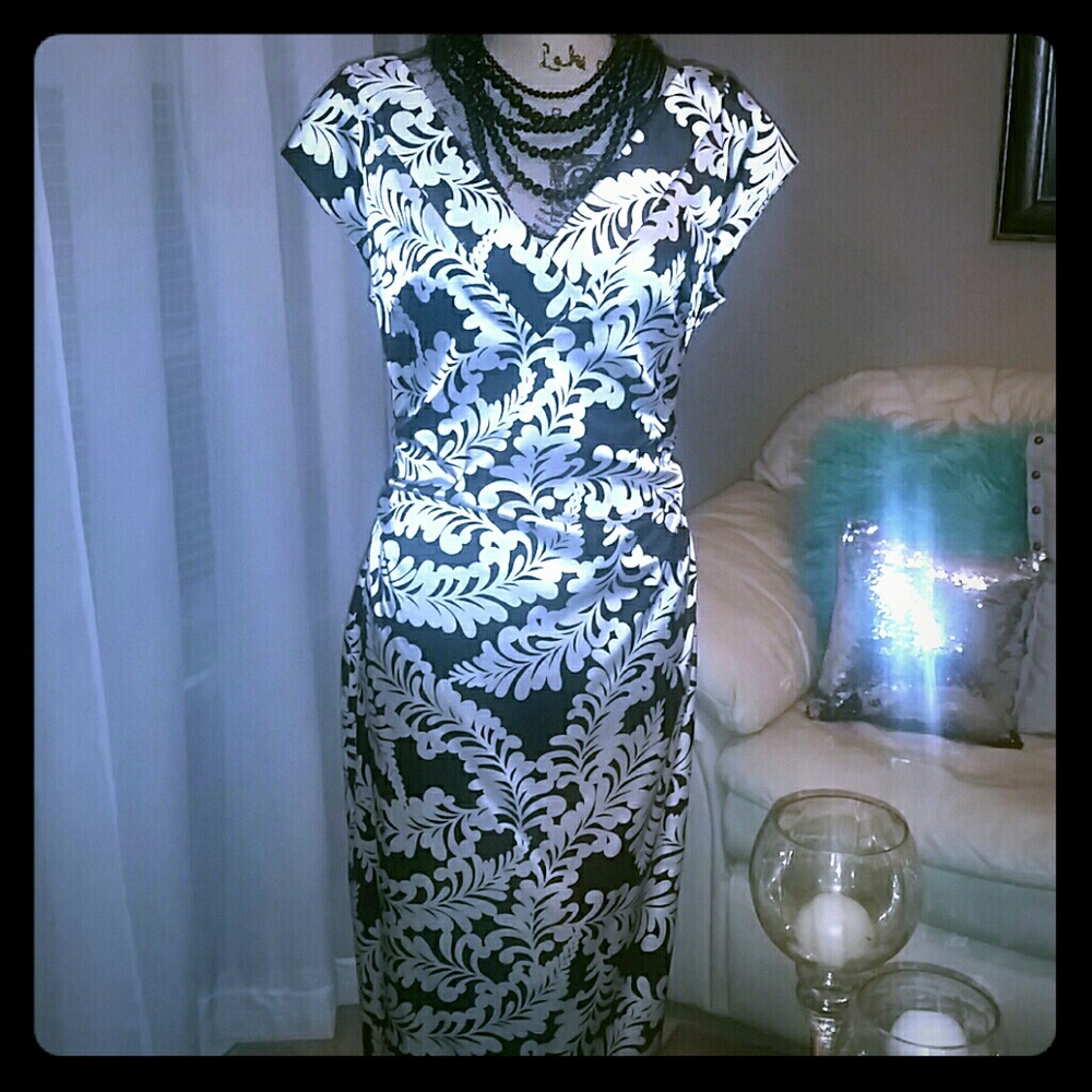 Black and white satin dress