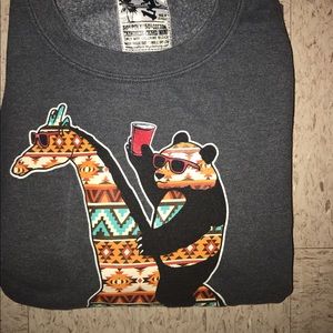 Fun Crewneck Sweatshirt with Panda and Giraffe
