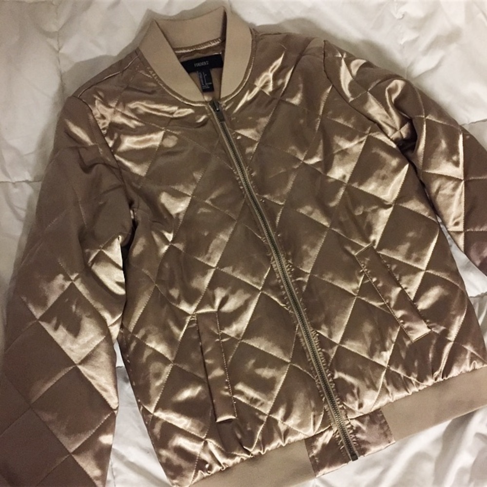 🚫SOLD Rose Gold Quilted Bomber Jacket