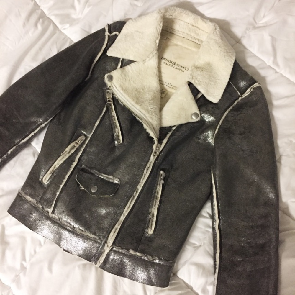 🚫SOLD Ralph Lauren Metallic Moto Jacket
