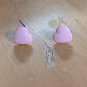 Girl's Pink Heart Stud Earrings