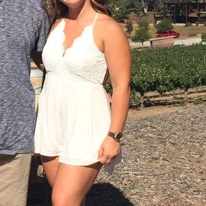 White Crotchet Romper