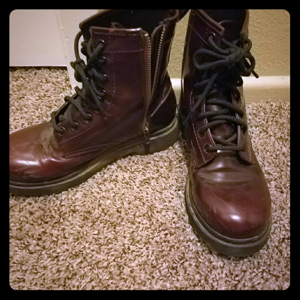 FINAL PRICE: Burgundy Combat Style Boots