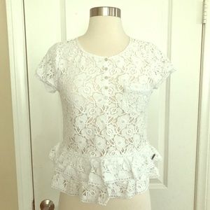 Abercrombie and Fitch White Floral Lace Top