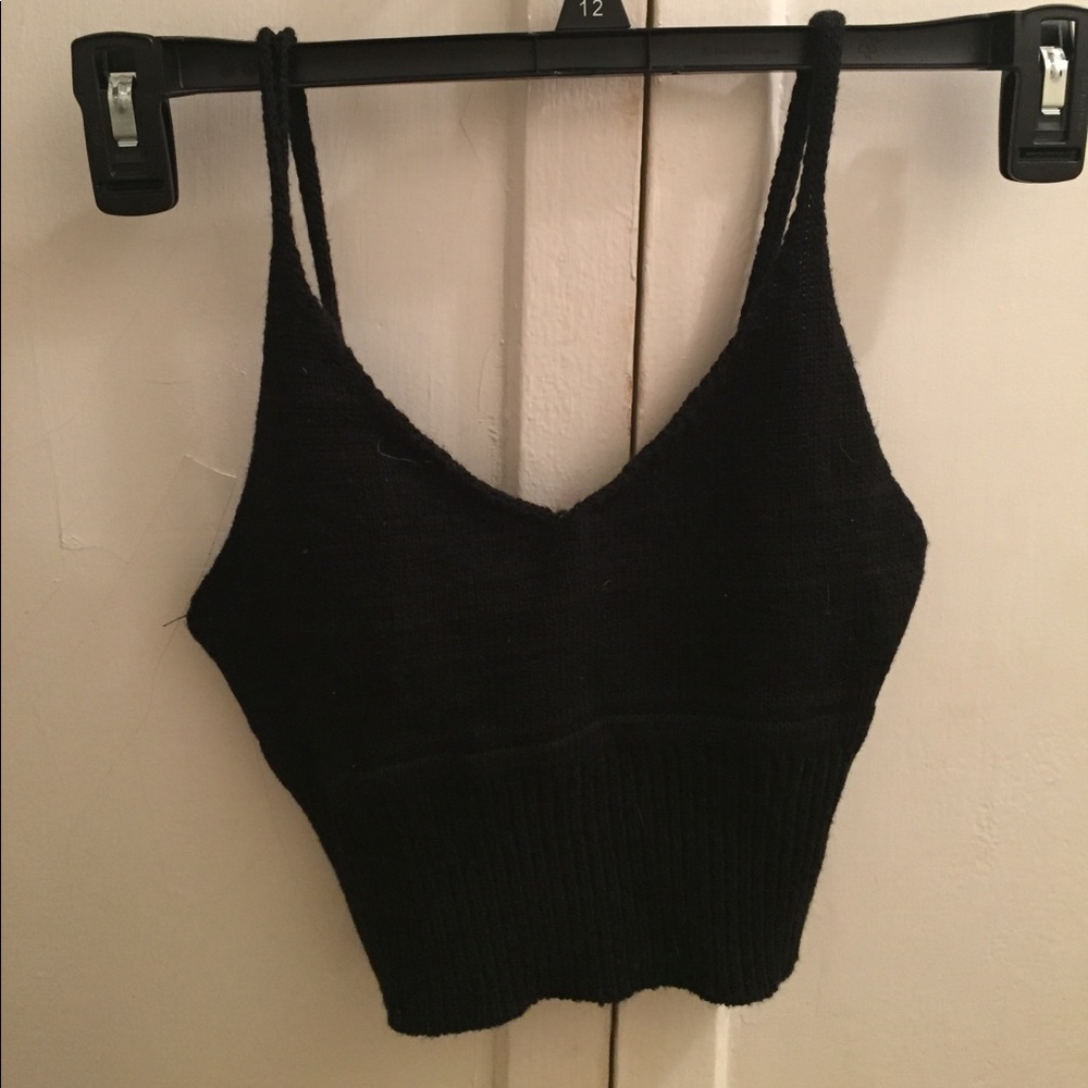 Black crotchet crop top