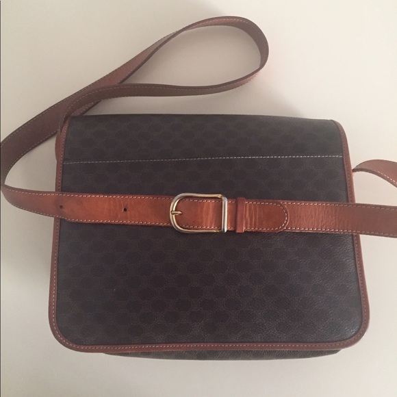 Vintage Celine Cross Body Bag Leather And Canvas - Picture 3 of 8