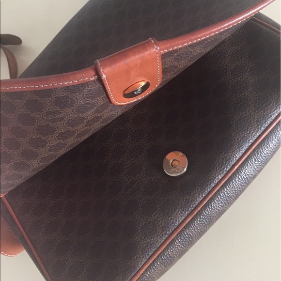 Vintage Celine Cross Body Bag Leather And Canvas - Picture 6 of 8