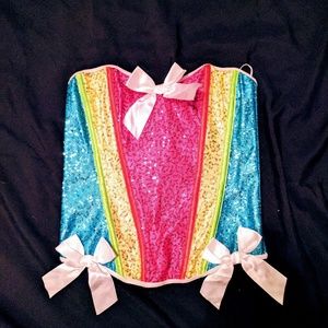 Rainbow sequined corset