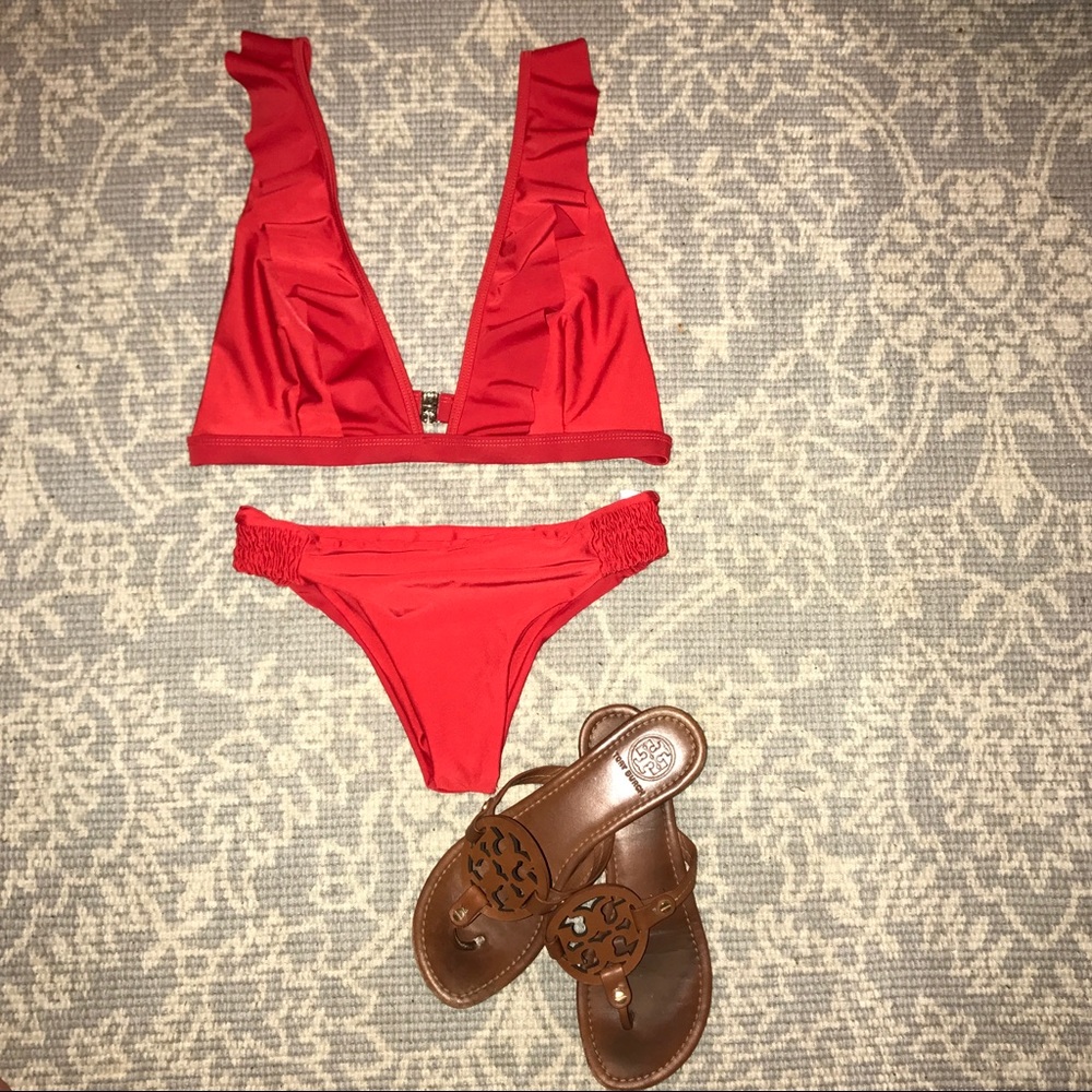 Ruffles Plunge Bathing Suit Top