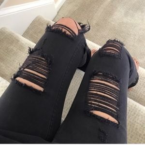 black ripped boyfriend jeans