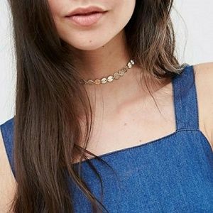 Gold Sequins Necklace Tattoo Choker Chain