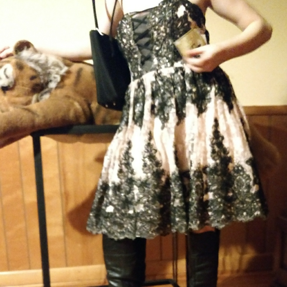 Pink and Black dress and purse