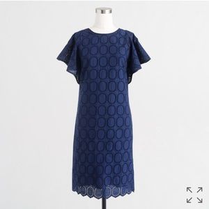 Jcrew Flutter sleeve scalloped eyelet dress