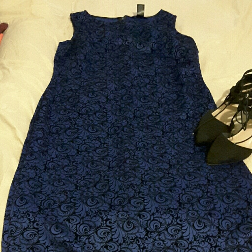 Royal blue & black floral dress
