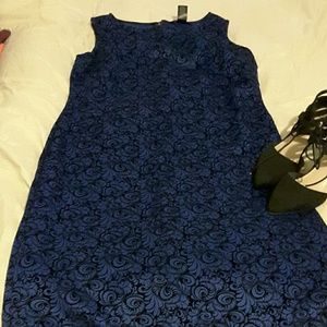 Royal blue & black floral dress