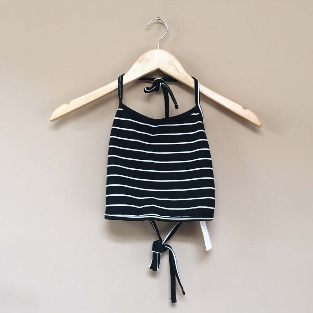 American Apparel Ponte Black and White Halter
