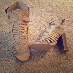 Caged block heel sandals