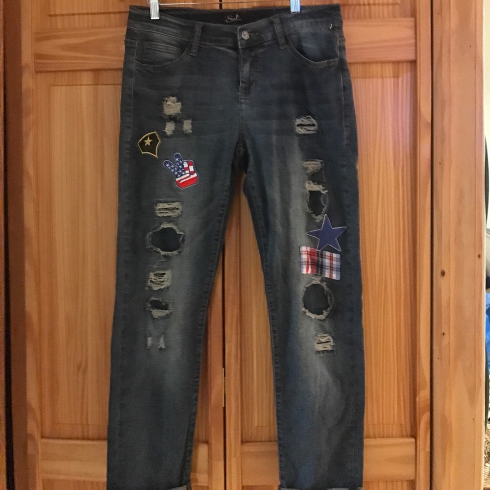 Distressed Patch work denim