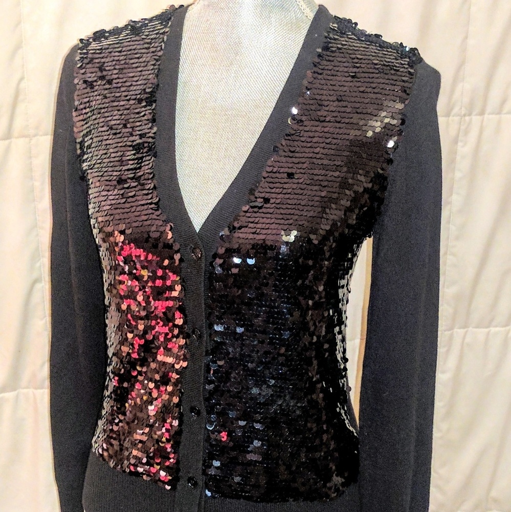 MICHAEL KORS - Sequined Black Cardigan - sz P/S