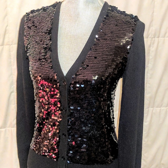 MICHAEL KORS - Sequined Black Cardigan - sz P/S - Picture 1 of 4