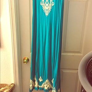 Teal and white maxi sundress