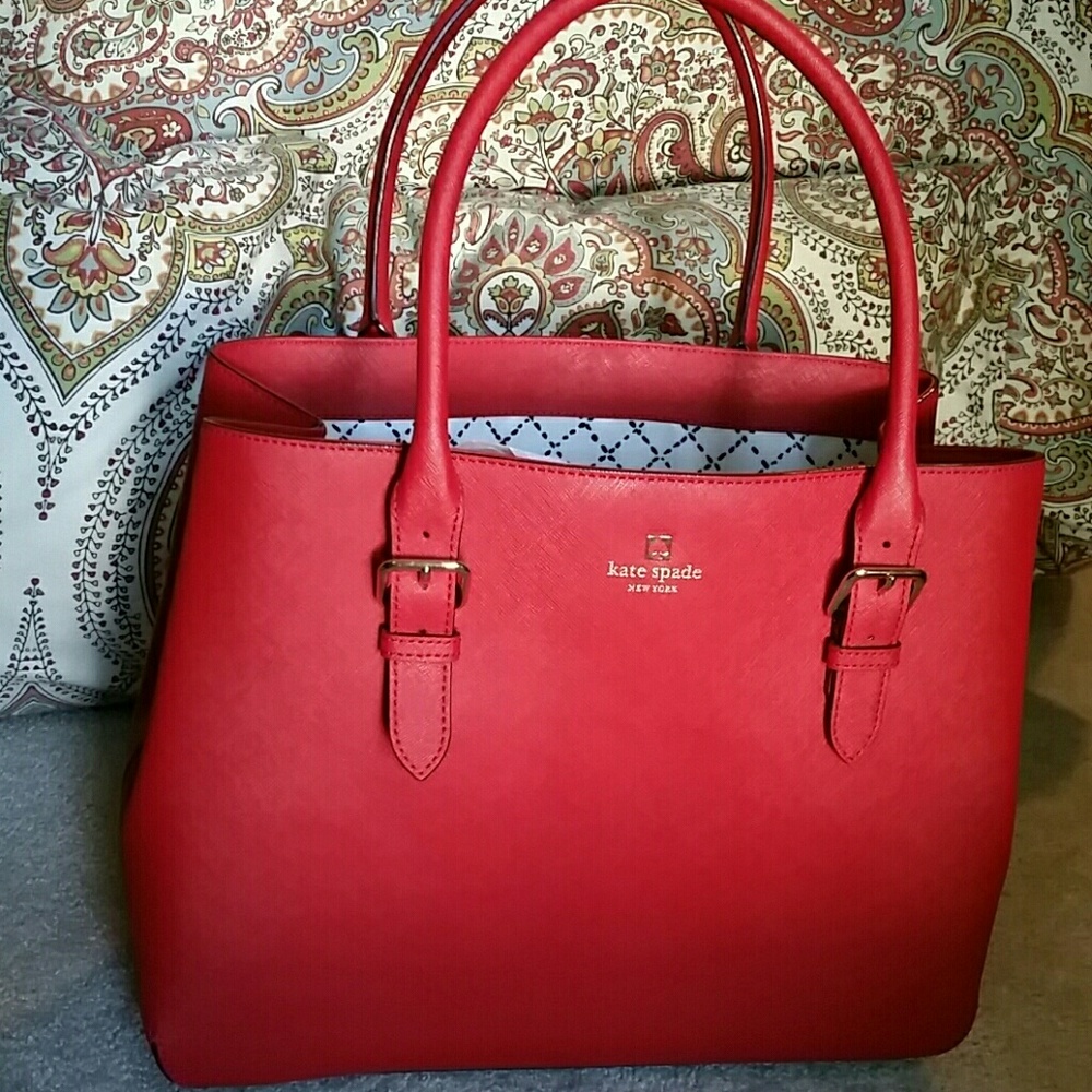 Large red kate spade tote - never used
