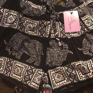 My LaLa Leggings- Elephant drawstring shorts.