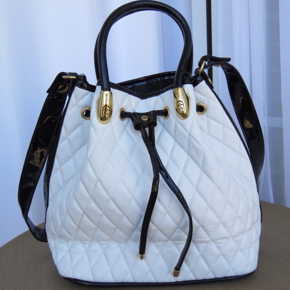 Marino Orlandi White Drawstring Bucket Bag