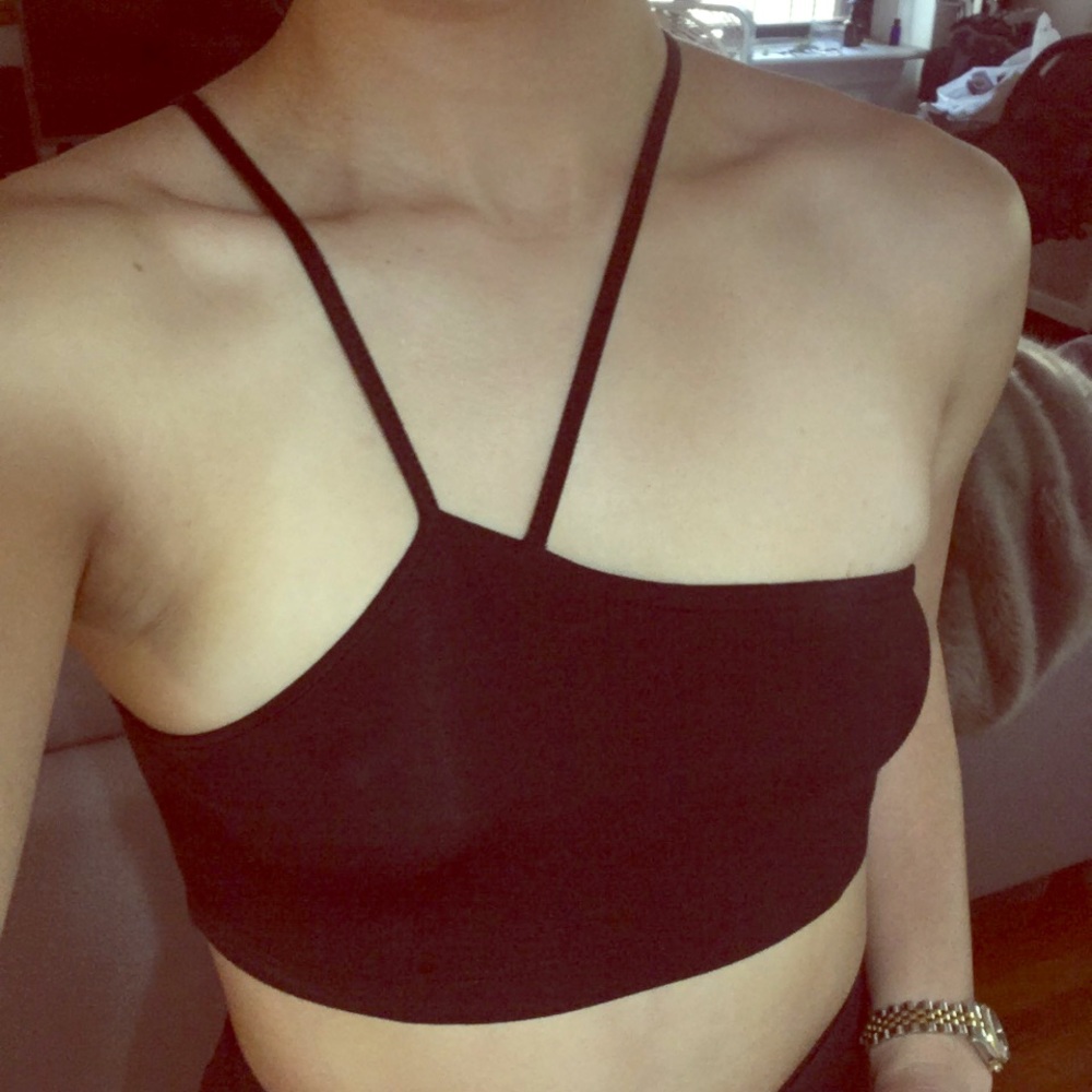 Helmut Lang asymmetric strappy crop bra top