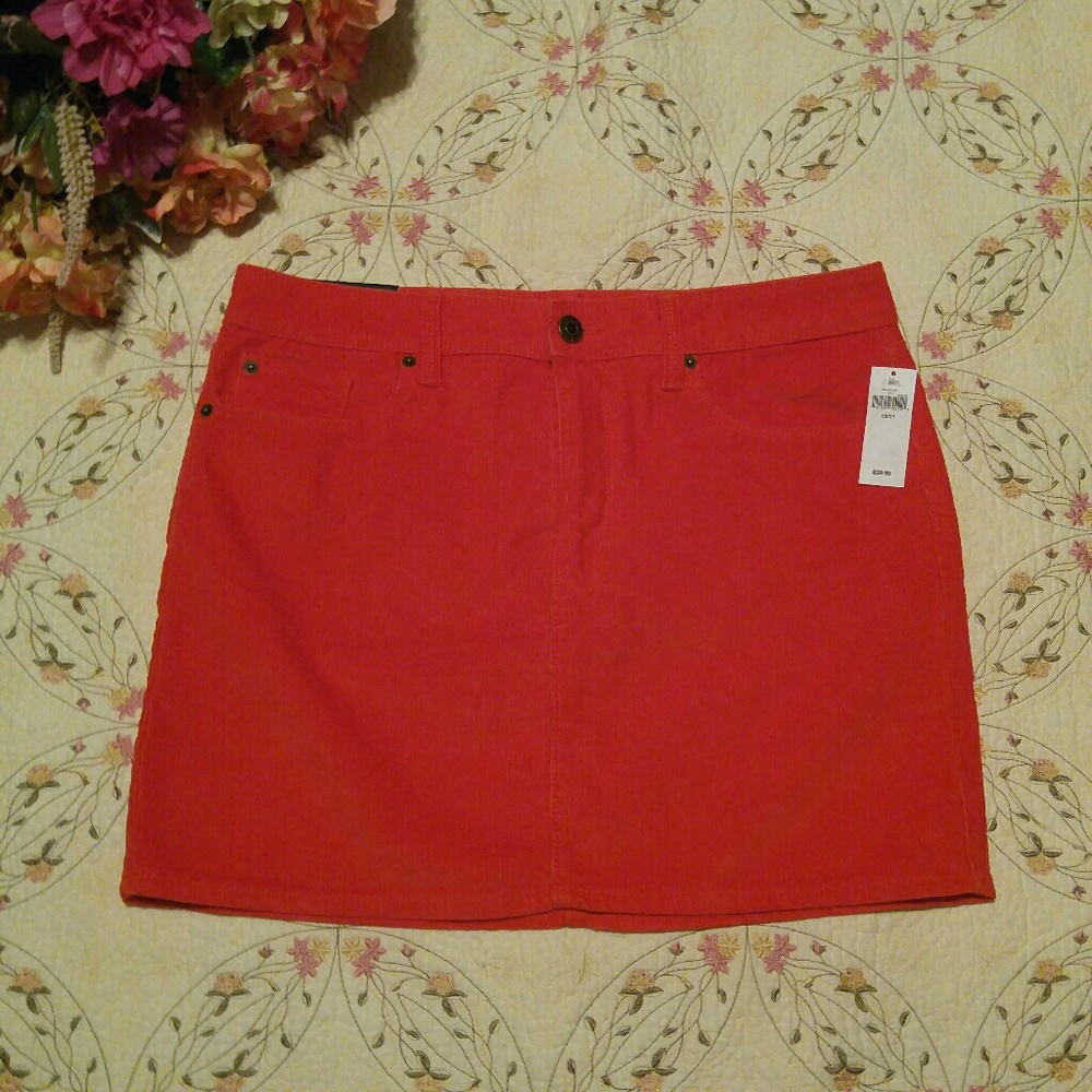 NWT! Gap Orange Corduroy Stretch Mini Skirt