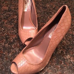Tan Peep Toe Heels