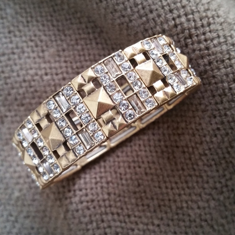 J. Crew Golden and Crystal Elastic Bracelet
