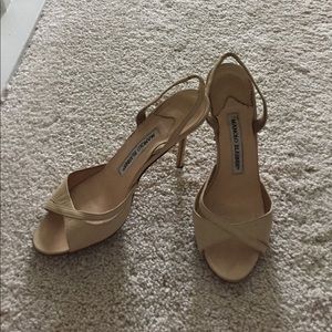 Manolo Blahnik heels in nude.  Size 35.