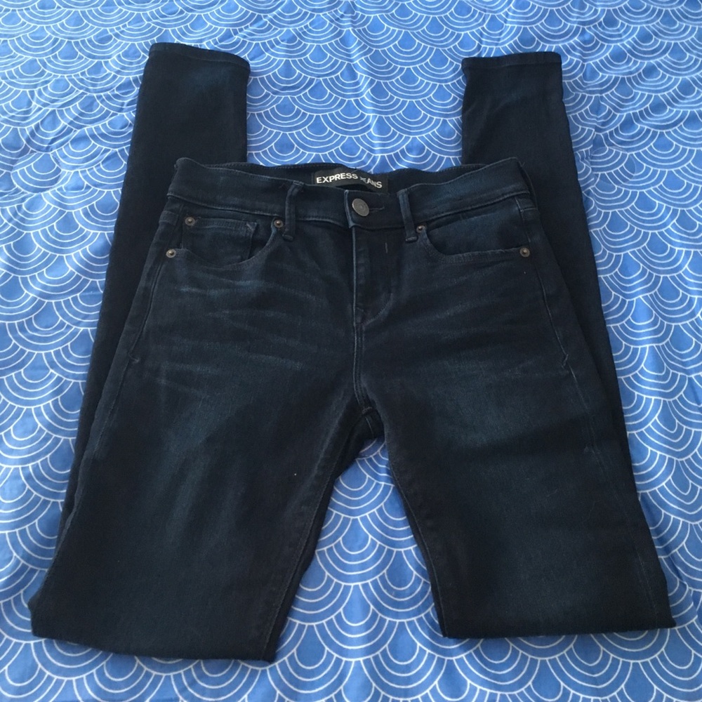 Express dark denim jeans 2 long