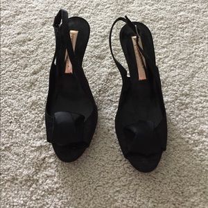 Black satin heels size 35
