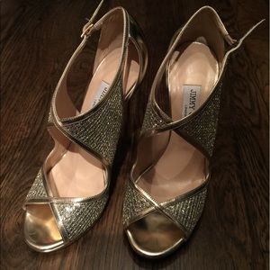 Authentic Jimmy Choo Gold Stiletto Sandals