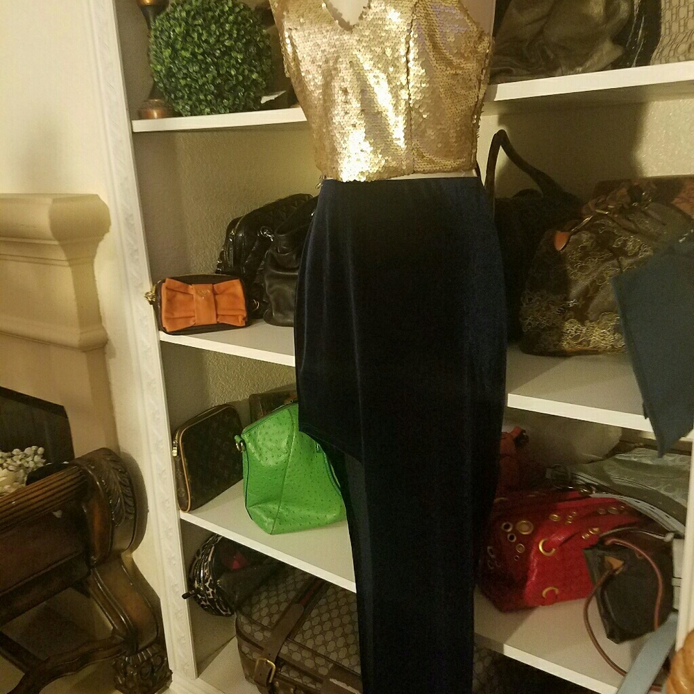 Assymmetrical long suede  skirt