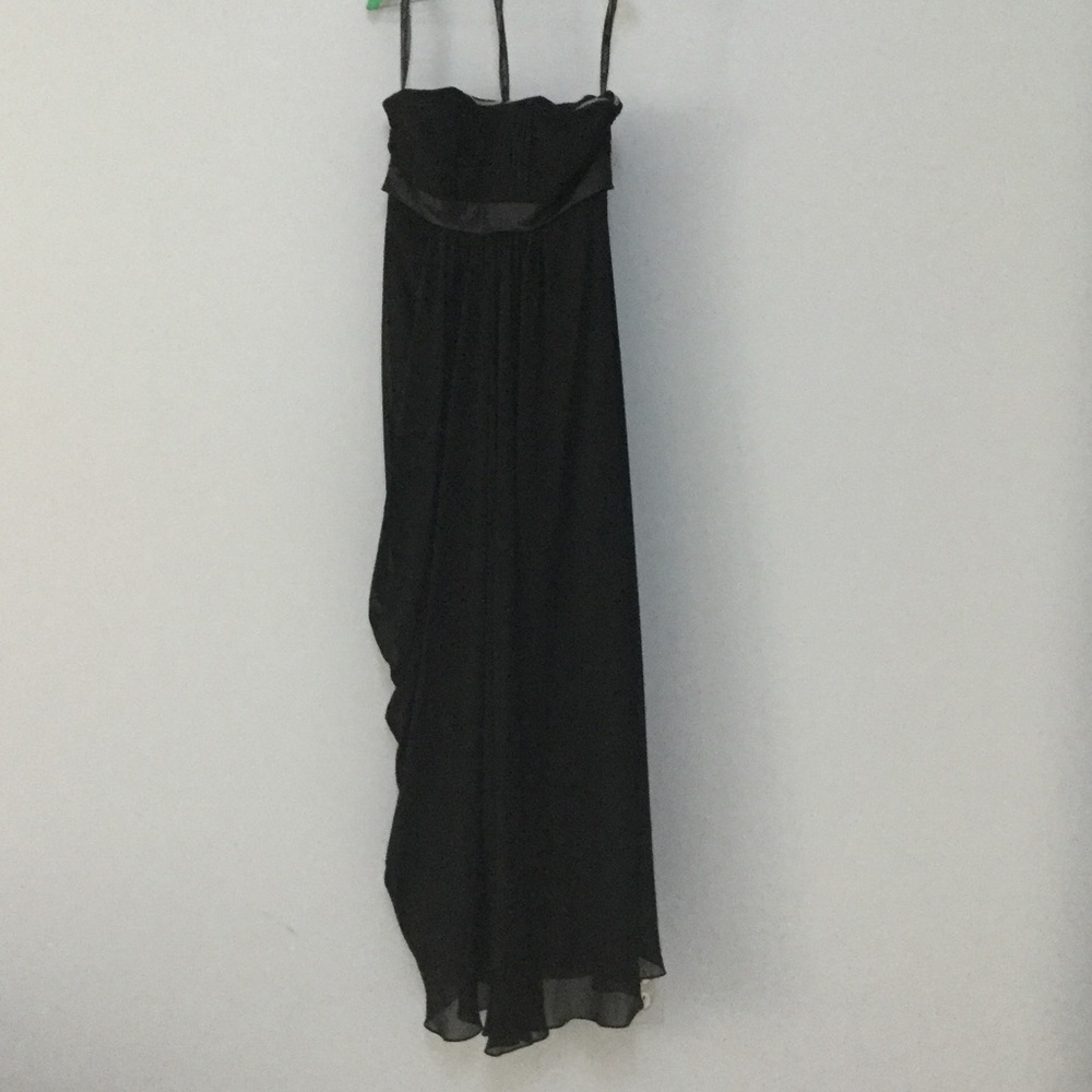 Black strapless gown with sheer Shaw