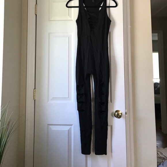 Racerback Ripped Jumpsuit - Picture 1 of 4