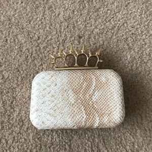 Cream/tan clutch with gold detailing