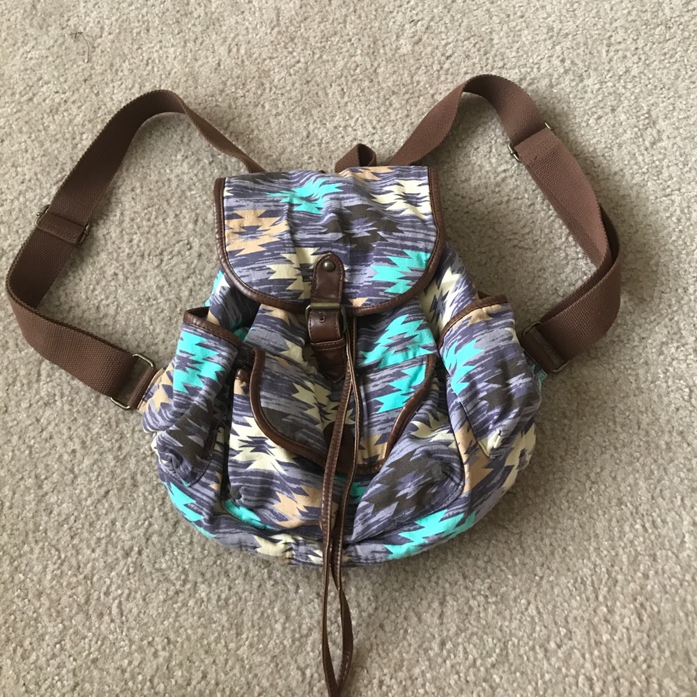 Drawstring Aztec backpack/purse