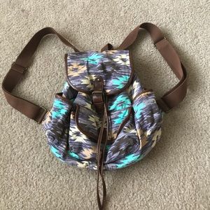Drawstring Aztec backpack/purse