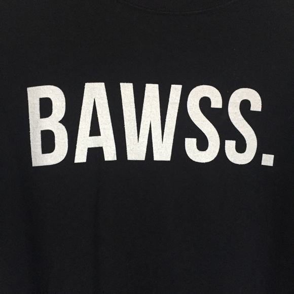 Gildan Black BAWSS Custom Graphic Short Sleeve T White Bold Lettering Streetwear - Picture 1 of 2