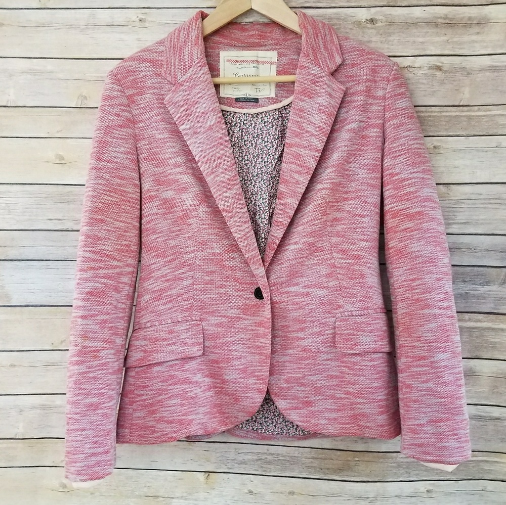 Anthropologie Marled Pink Knit Blazer (L)