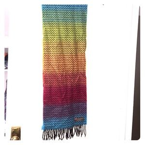 Fringe rainbow cashmere scarf